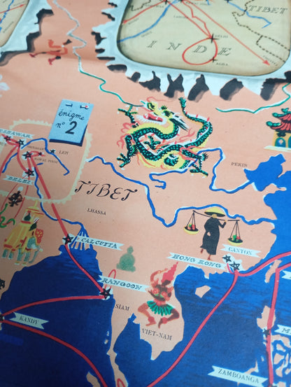 carte picturale monde  old map pictorial map carte scolaire  inde