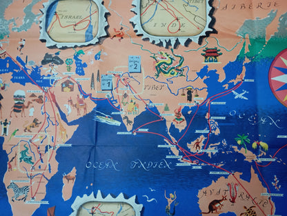 carte picturale monde  old map pictorial map carte scolaire 