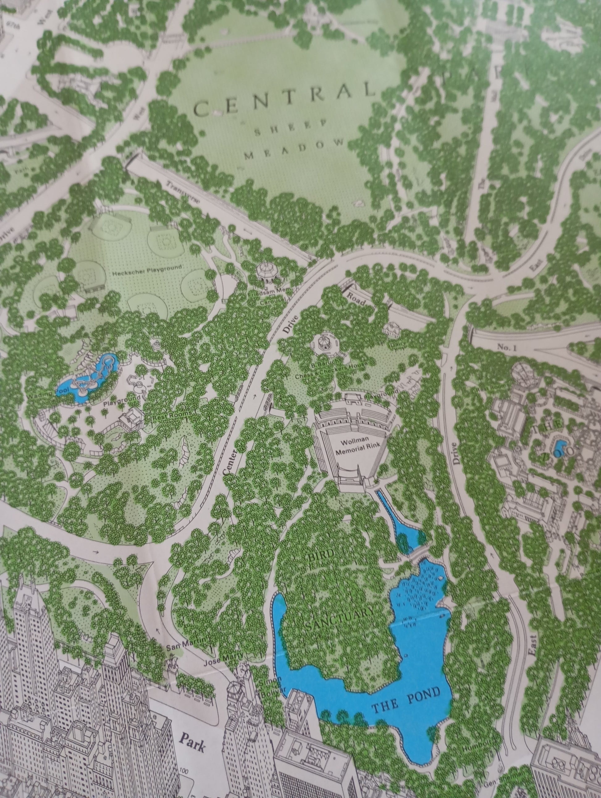 Plan rétro illustré et géographique de Midtown Manhattan, New York, par Constantine Anderson - 1980