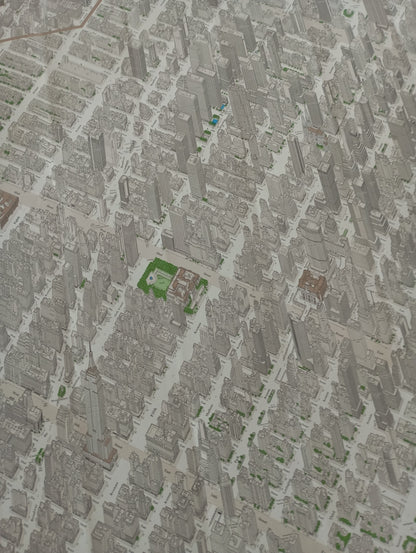 Plan rétro illustré et géographique de Midtown Manhattan, New York, par Constantine Anderson - 1980