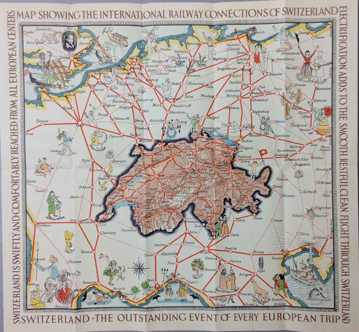 plan suisse ligne train vintage