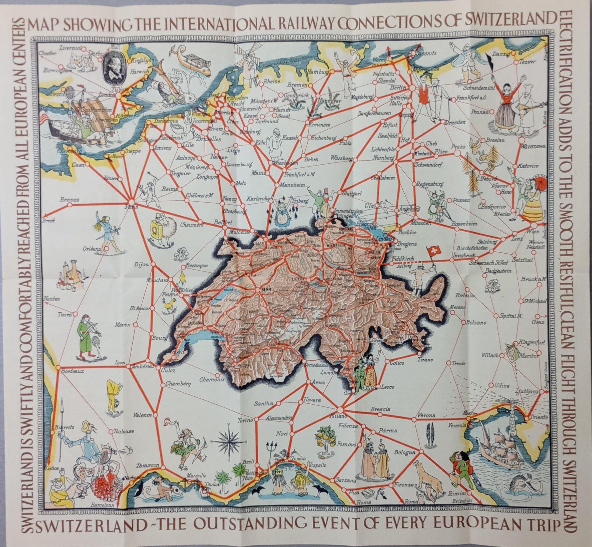 plan suisse ligne train vintage