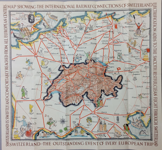 plan suisse ligne train vintage