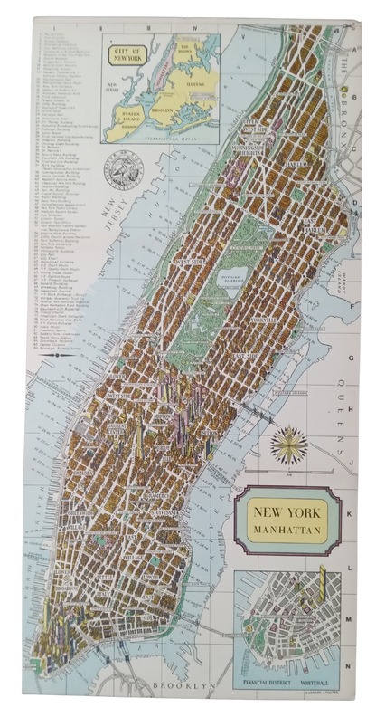 Carte géographique rétro de Manhattan par Körner et Walter